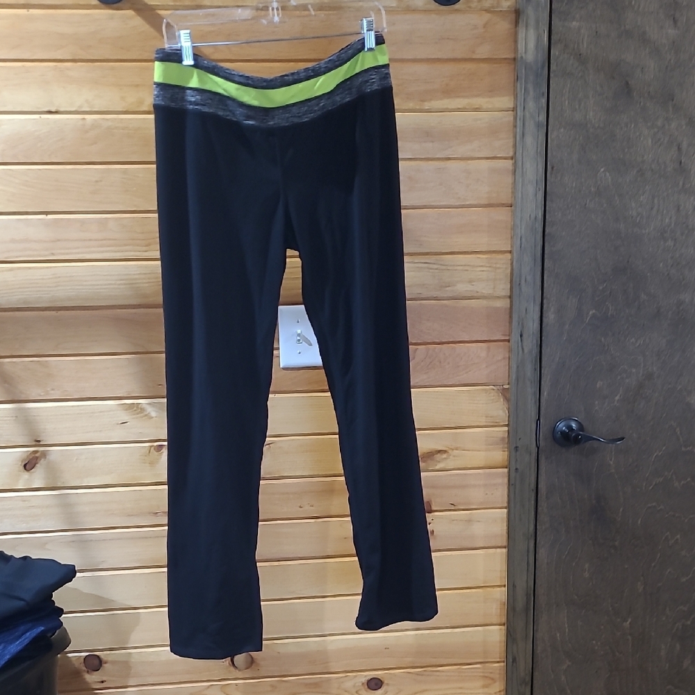 Tangerine Black Leggings with Green Waistband
